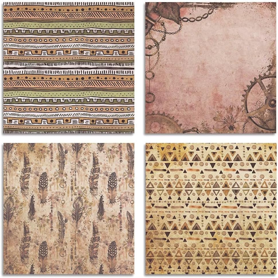 Vintage Steampunk & Bohemian Scrapbook Paper Pad - 6x6 Inch Single-Sided Craft Paper for Junk Journals, Card Making, Decoupage, and DIY Projects