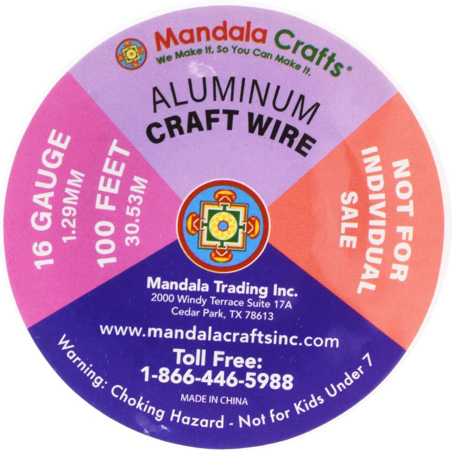 Mandala Crafts 16 Gauge Anodized Aluminum Craft Wire for Jewelry Making - 400 FT Colored Flexible Pastel Wire - Bendable for Bonsai Armature Crafting Sculpting