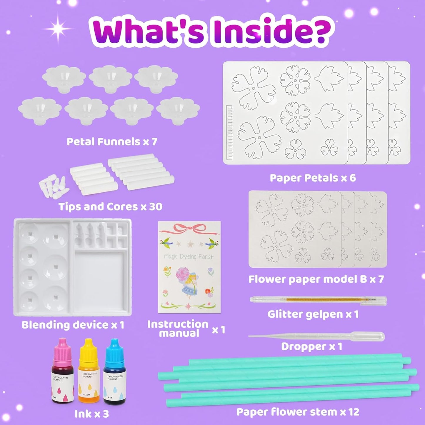 Arts and Crafts for Kids, Paper Flowers Science Kit Magic Dyeing Flowers Crafting Color Changing Art Project Class Group Activities, Gifts for Birthday Thank You Christmas, Toys for Ages 5-12yrs