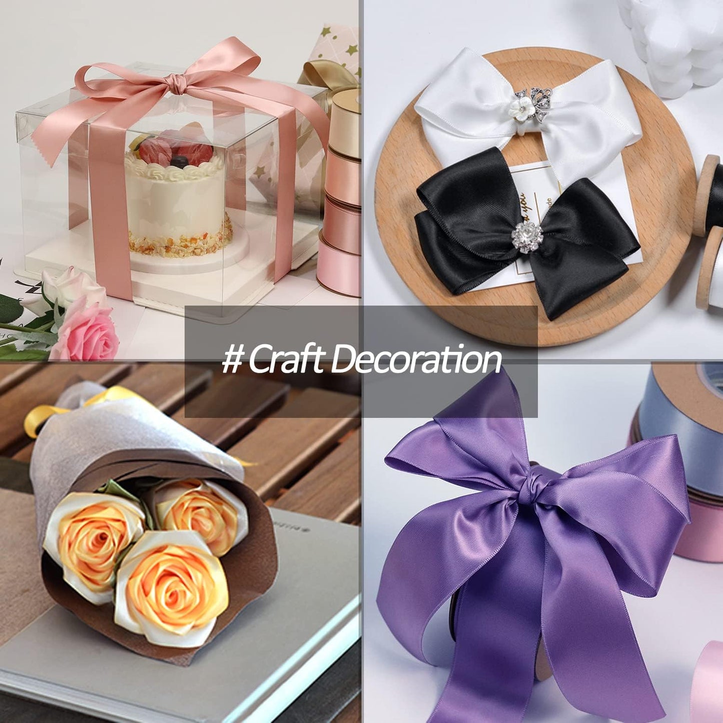 1-1/2" Wide x 100 Yards Single Faced Polyester Black Satin Ribbon, Perfect for Crafts, Bow Making, Wedding Decor, Sewing, Gift Package Wrapping and More (Black)