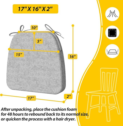 AAAAAcessories D-Shaped Chair Cushions, Machine-Washable Cover, Light Gray - Image 2