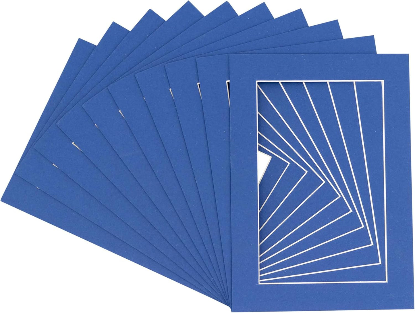 Pack of Ten 8.5x11 Mats Bevel Cut for 7x9 Photos - Acid Free Bottle Blue Precut Matboards for Pictures, Photos, Framing - 4-ply Thickness
