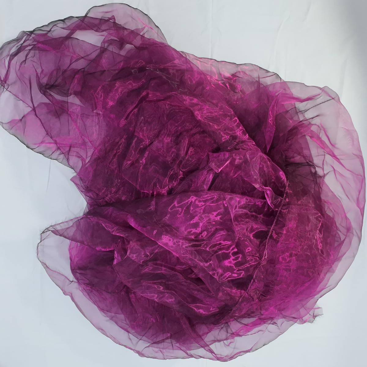 Two-Tone Iridescent Holographic Organza Fabric - 5.5 Yards | Lightweight Sheer Gauze Voile Tulle | for Dresses, Party Decor, DIY Crafts, Shiny Backdrops(Fuchsia Black)