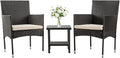 FDW | 3-Piece Patio Furniture Set | Black | Outdoor Wicker Furniture by FDW