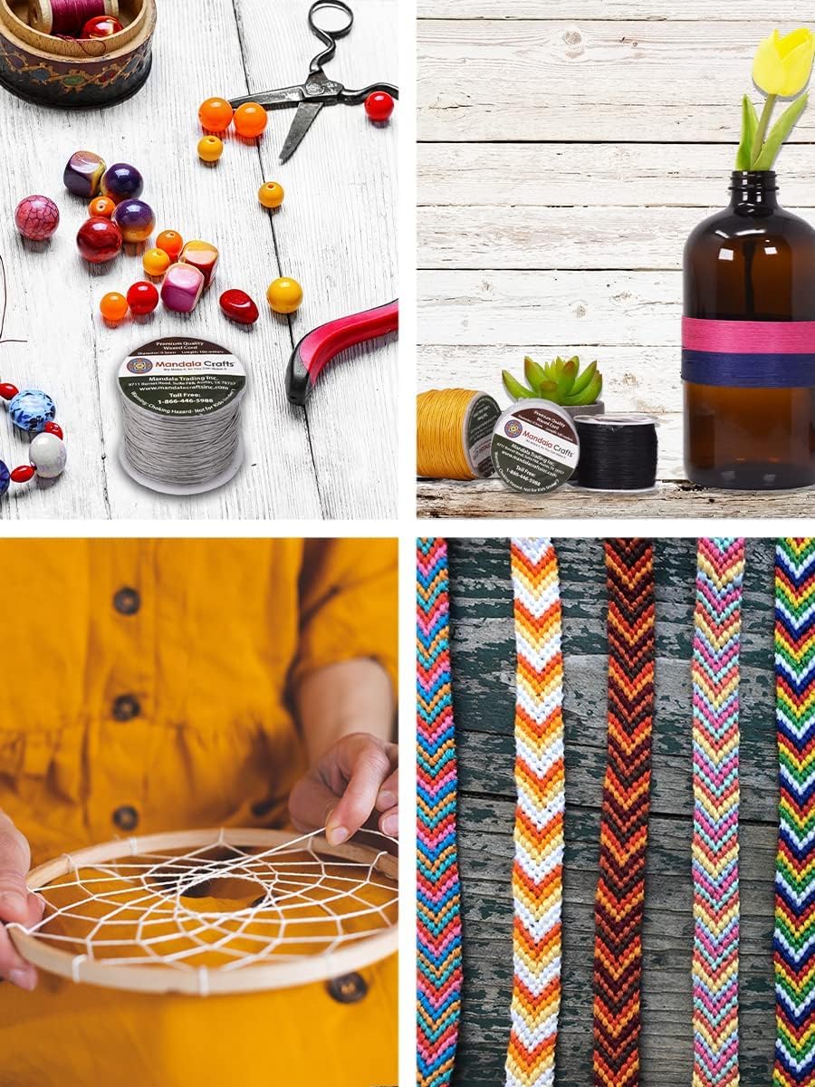 Mandala Crafts 0.5mm 109 Yards Natural Cotton Waxed Cord for Jewelry Making Bracelet Cord Waxed String - Beading String Thread Jewelry Cords for Necklaces String