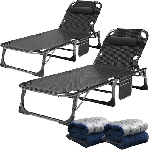 ABORON 2PK Heavy Duty Tanning Chair, 5-Gear Outdoor Folding Chaise Lounge Chair by ABORON