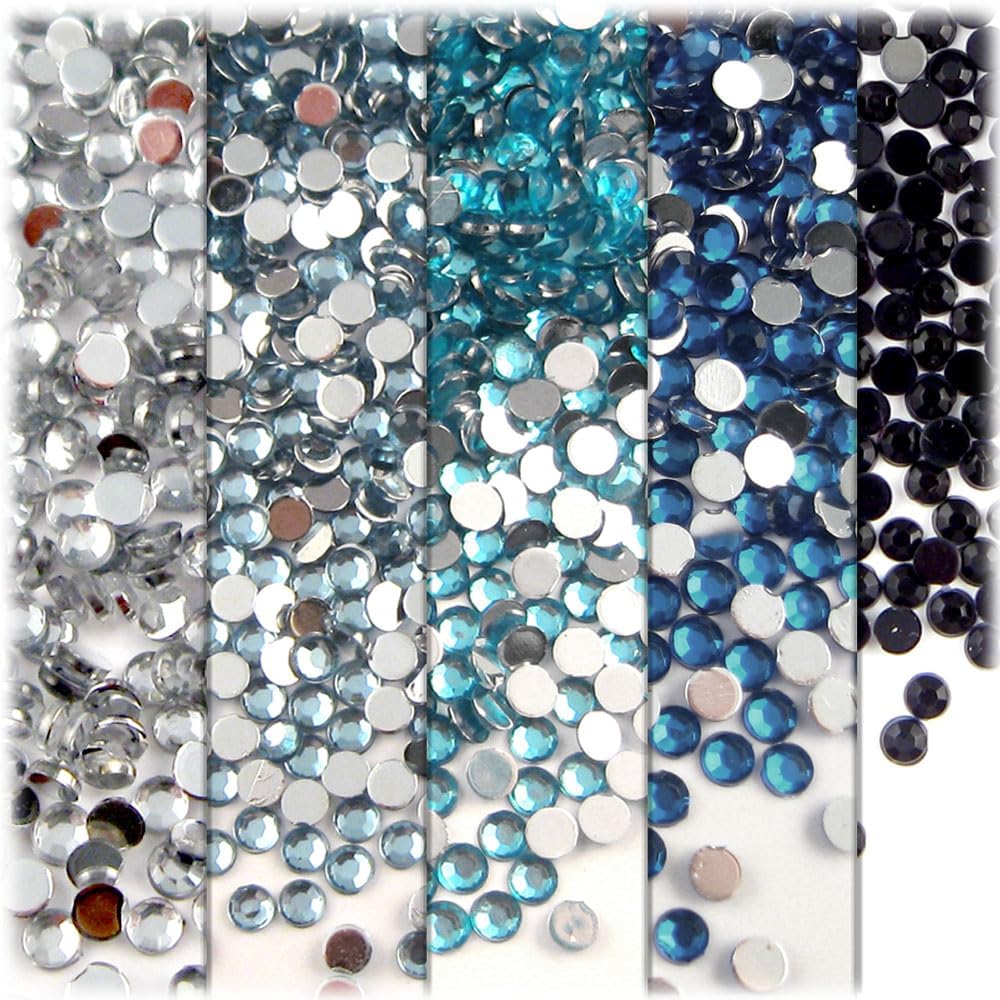 The Crafts Outlet 5-PK Set (7,200-Piece), Round 3mm Rhinestones, Flatback, Pink Tones