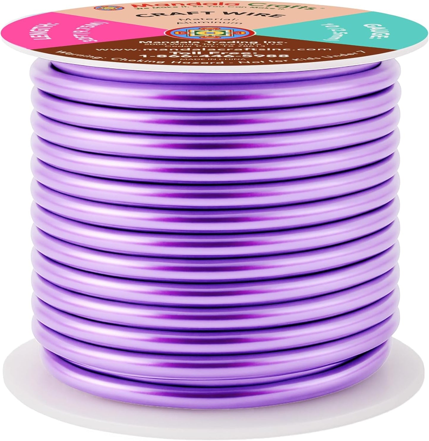 Mandala Crafts 10 Gauge Anodized Aluminum Craft Wire for Jewelry Making - 32 FT Colored Flexible Lavender Wire - Bendable for Bonsai Armature Crafting Sculpting
