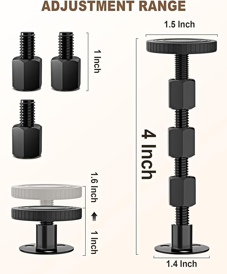 4PCS Adjustable Threaded Bed Frame Anti-Shake Tool, Upgraded Headboard stoppers - Image 2