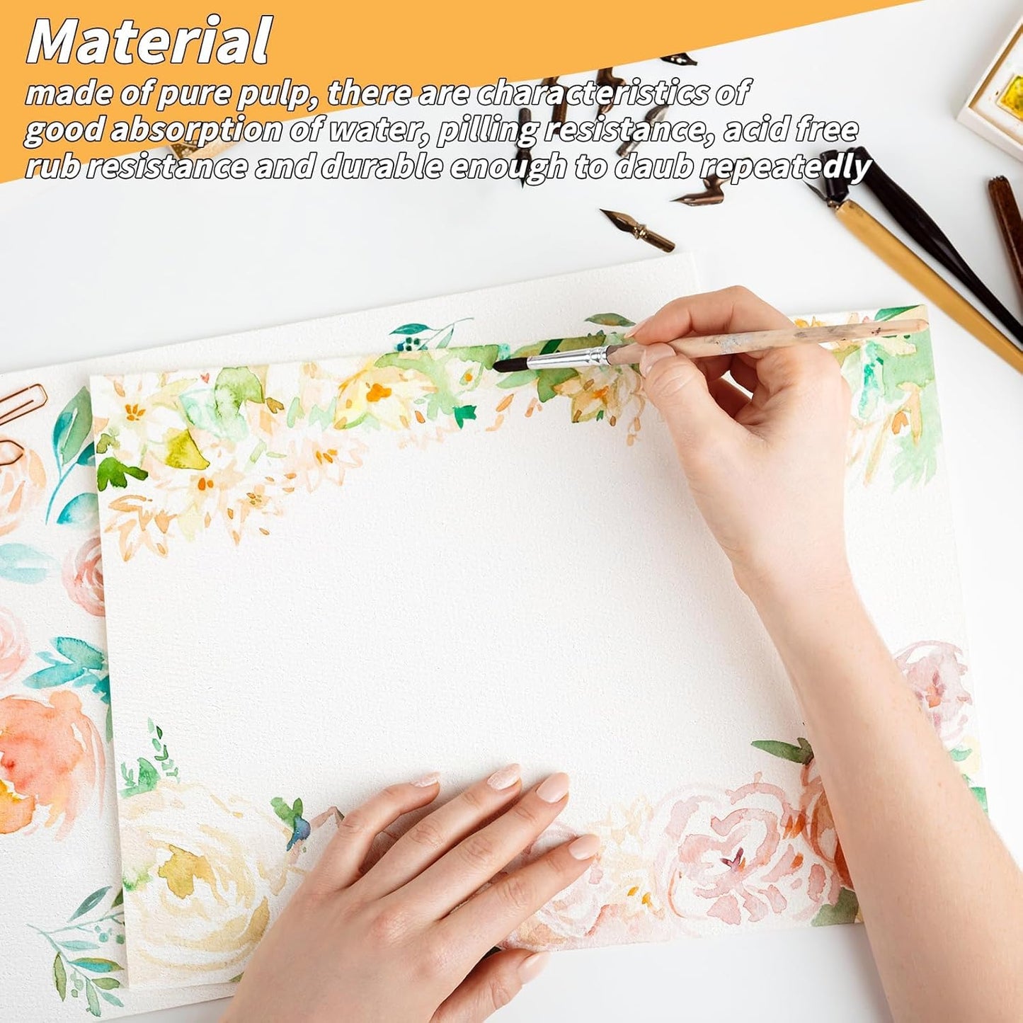 150 Sheets 100% Cotton Watercolor Paper Bulk -140LB/300GSM Art Paper-9 x 12 inch Painting & Craft Paper, Finger Paints, Watercolor, Tempera, Drawing, Art Room & Home School Crafts