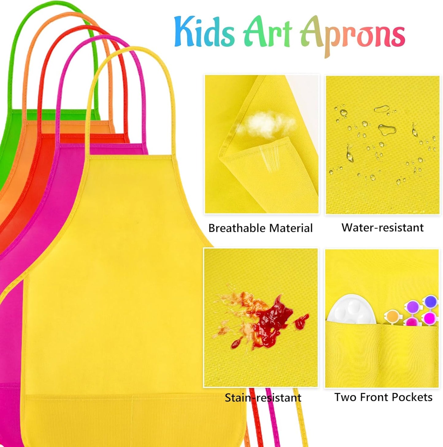 NACHLYNN 10/20/30 Pcs Kids Painting Apron Kid Art Aprons Toddler Paint Apron Smock with 2 Pockets for Cooking Painting Craft