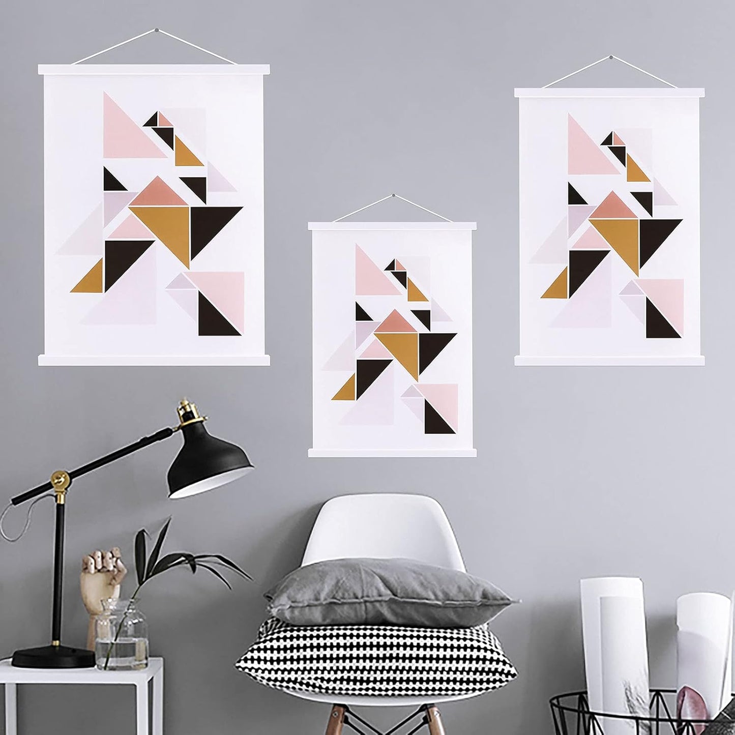 Ywlake Magnetic Poster Hanger, 20x28 20 x 30 20x24 Poster Frame Wood Wooden Magnet Print Posters Dowel Scroll Hanger Hangers Hanging Kit for Walls Map Canvas Artwork (White, 20")