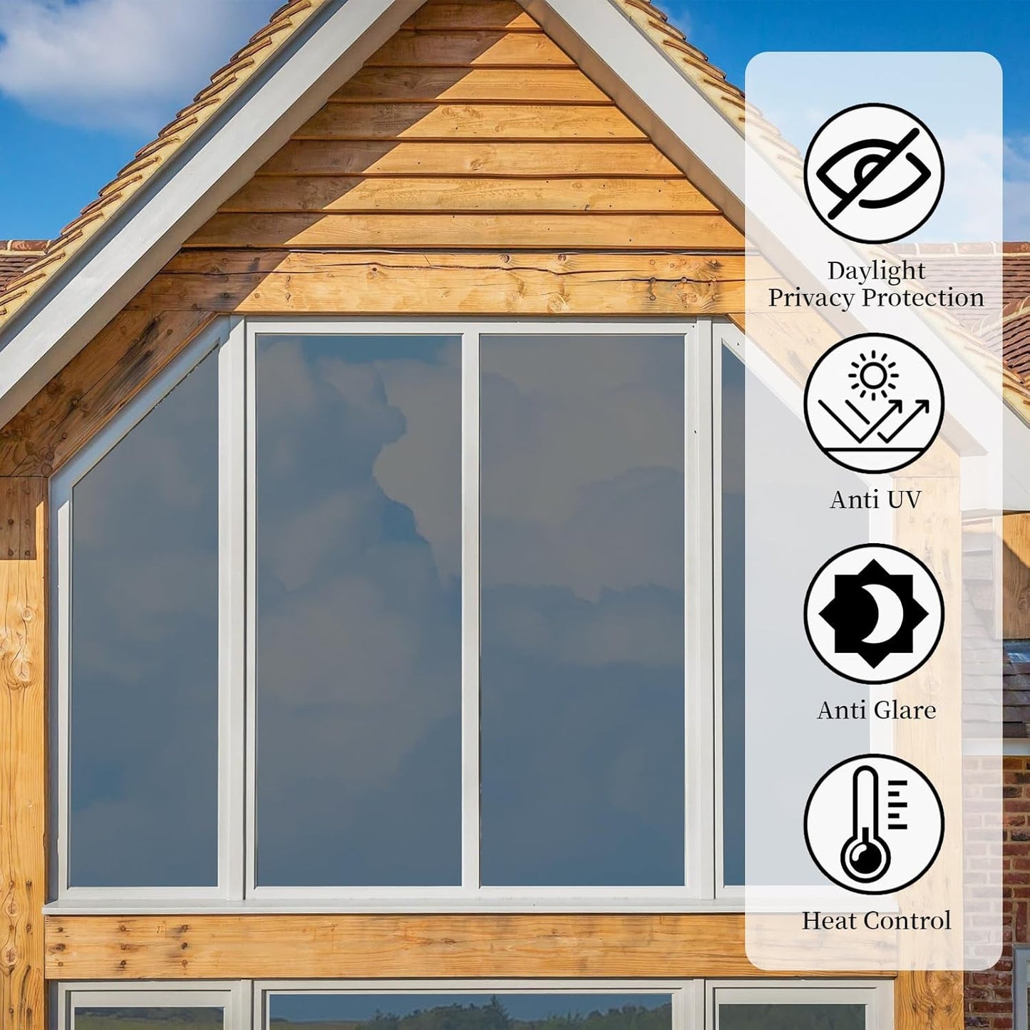 Niviy One Way Window Privacy Film with Installation Tools, Window Tint for Home, Reflective Window Film See Out Not in for Home Office,Black Silver, 29.5 Inch X 78.7 Inch