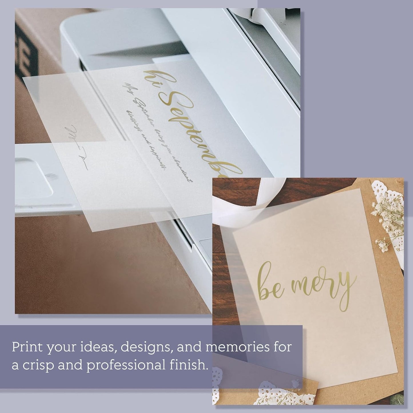 Vellum Paper 5x7 Pre-Folded - Goefun 120 Sheets Vellum Jackets for 5x7 Invitations 115GSM Translucent Paper for Invitations Wraps, Greeting Cards, Envelope Liners, Wedding, Baby Shower (Pack of 2)