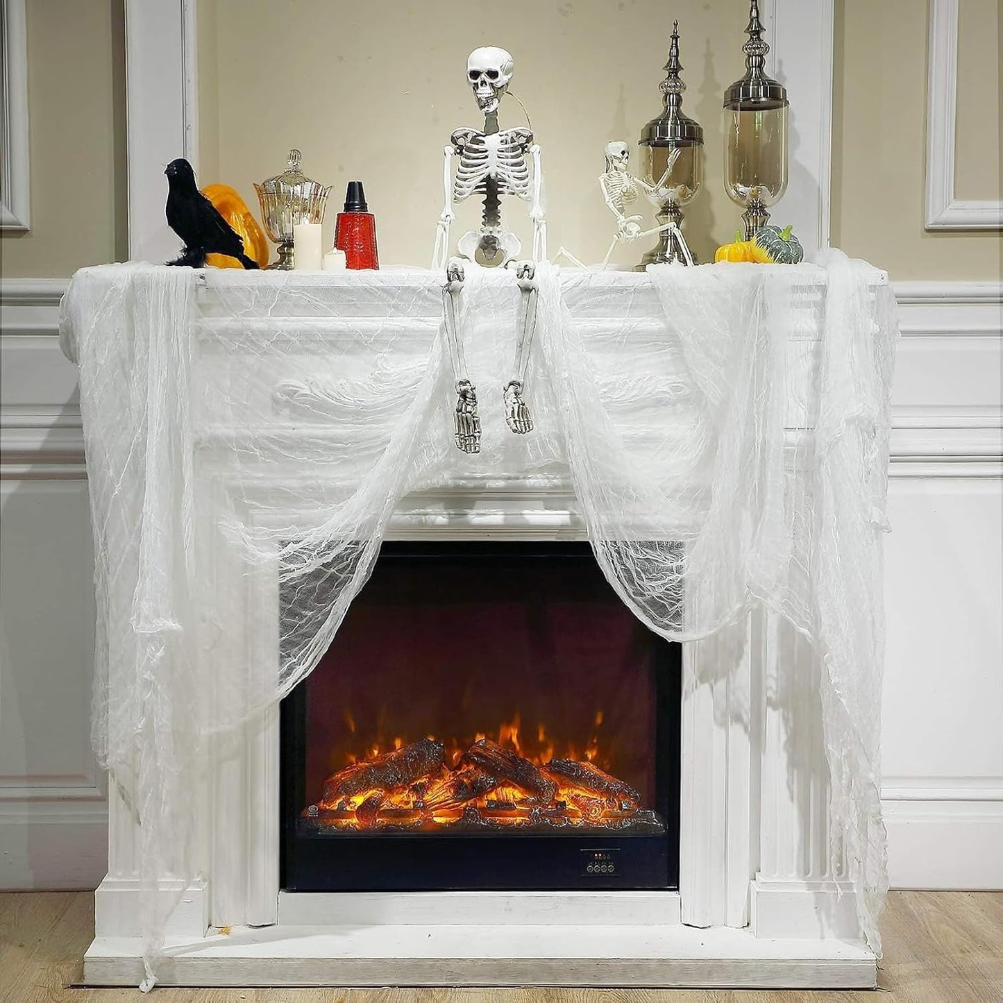 Boao Halloween Cheese cloth 29.92 x 590.55 Inch White Cheesecloth Roll for Crafts Large Cotton Muslin Gauze Fabric for Halloween Outdoor & Indoor Spooky Decoration