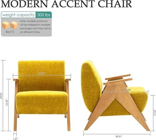 2 Pcs Home Accent Chair Mid Century Modern Accent Chair - Image 2
