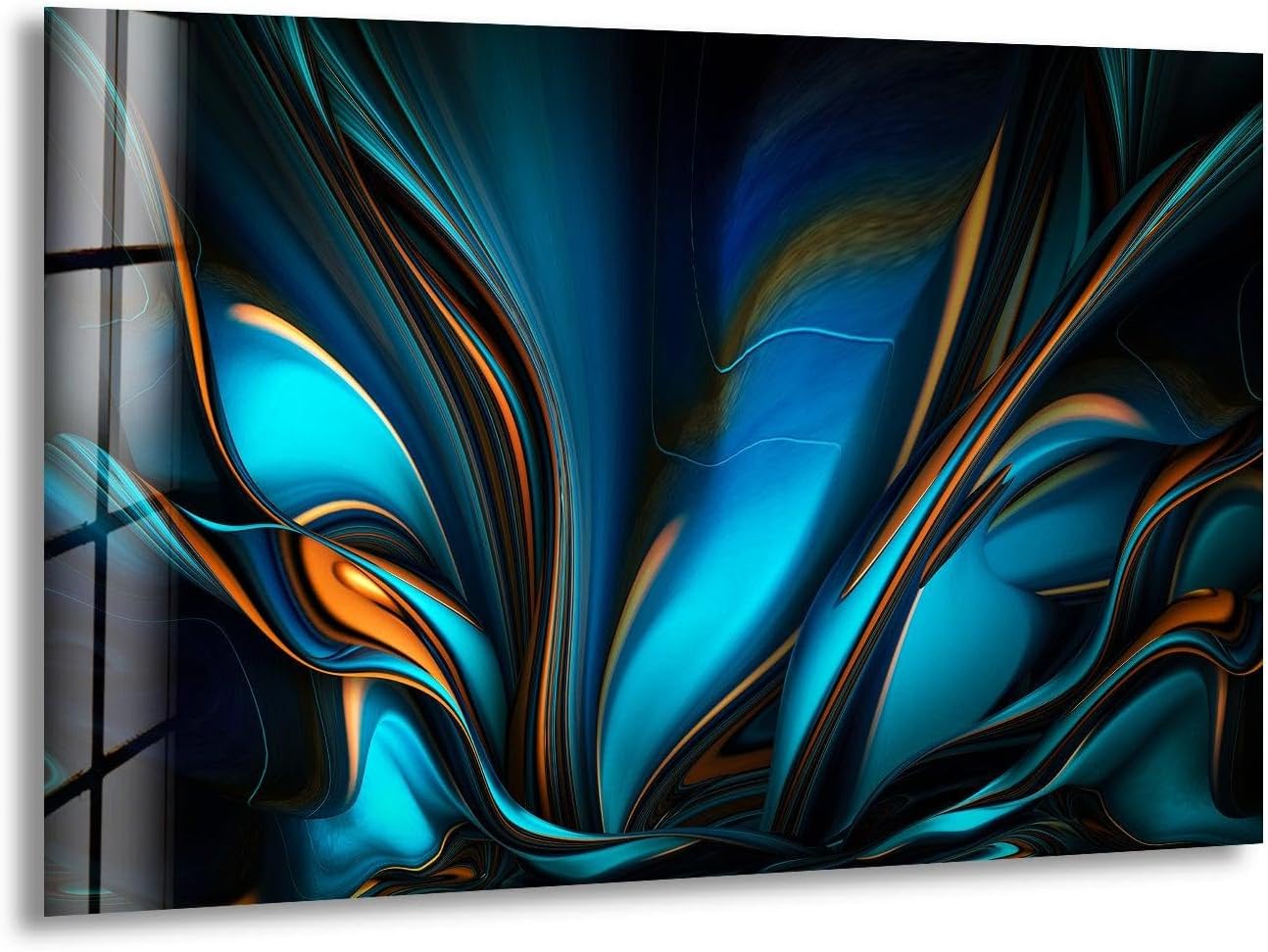 My Photostation.com 30Wx24H'' Orange & Blue Abstract Glass Wall ArtTempered Glass Printing Wall Decor Large Wall Art Wall Hangings
