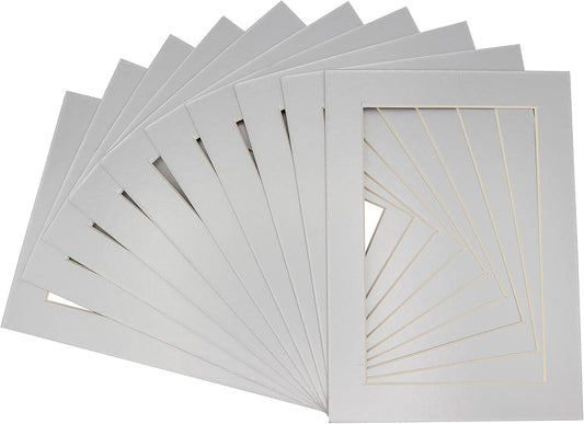 5x7 Mat for 8.5x11 Frame - Precut Mat Board Acid-Free Metallic Silver 5x7 Photo Matte For a 8.5x11 Picture Frame, Premium Matboard for Family Photos, Show Kits, Art, Picture Framing, Pack of 100 Mats