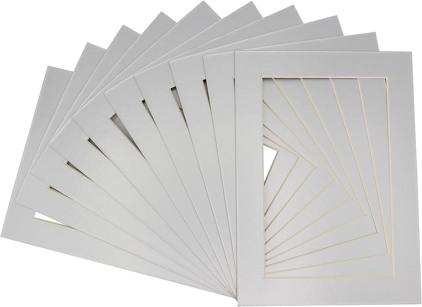 5.5x8.5 Mat for 8.5x11 Frame - Precut Mat Board Acid-Free Metallic Silver 5.5x8.5 Photo Matte for a 8.5x11 Picture Frame, Matboard for Family Photos, Show Kits, Art, Picture Framing, Pack of 25 Mats