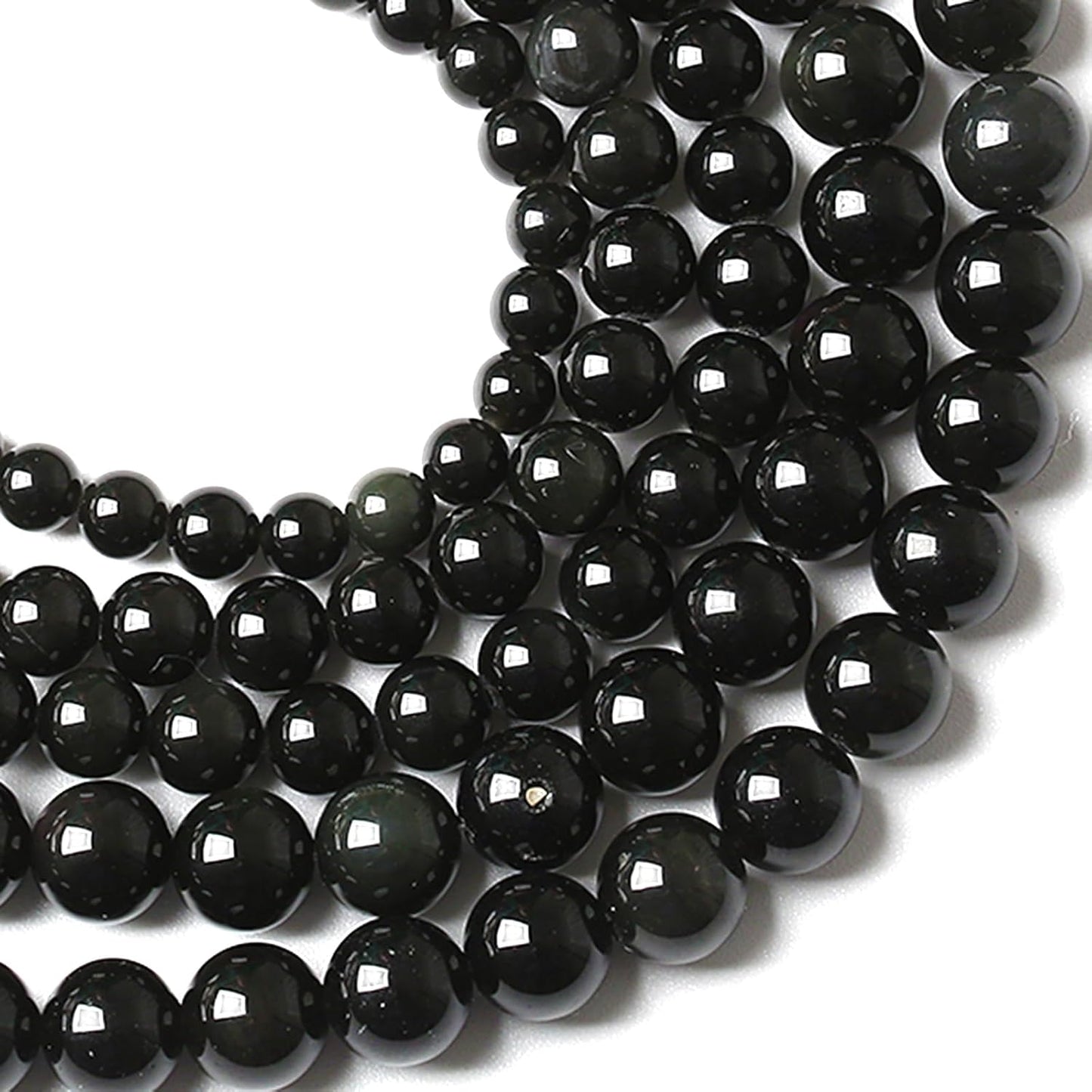 12MM 32pcs Natural Black Obsidian Stone Energy Healing Beads Round Loose Beads for Jewelry Making Bracelet 1 Strands 15"