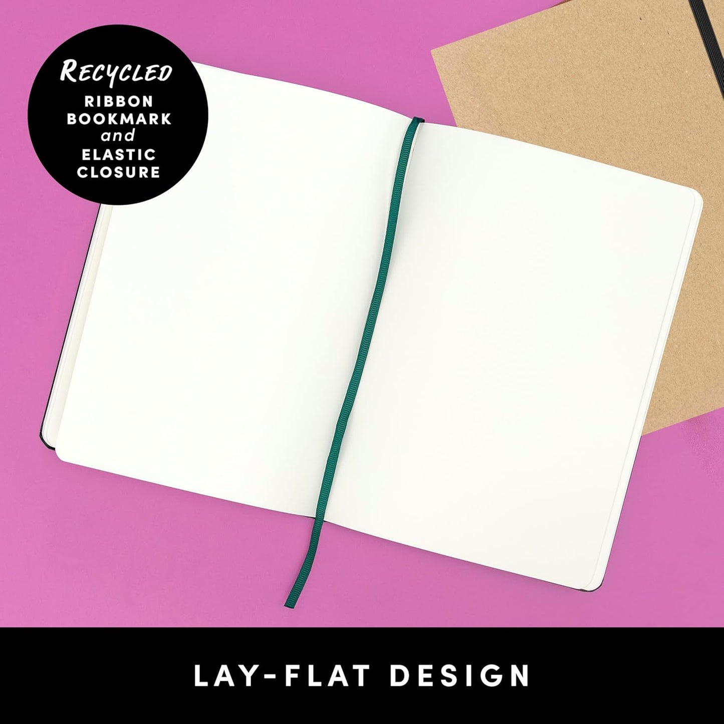 PAPERAGE Recycled Blank Journal Notebook, (Rose), 160 Pages, Medium 5.6 in x 8 in - 100 GSM Thick Paper – Hardcover Journaling Notebook for Work, School, Note Taking or Sketching
