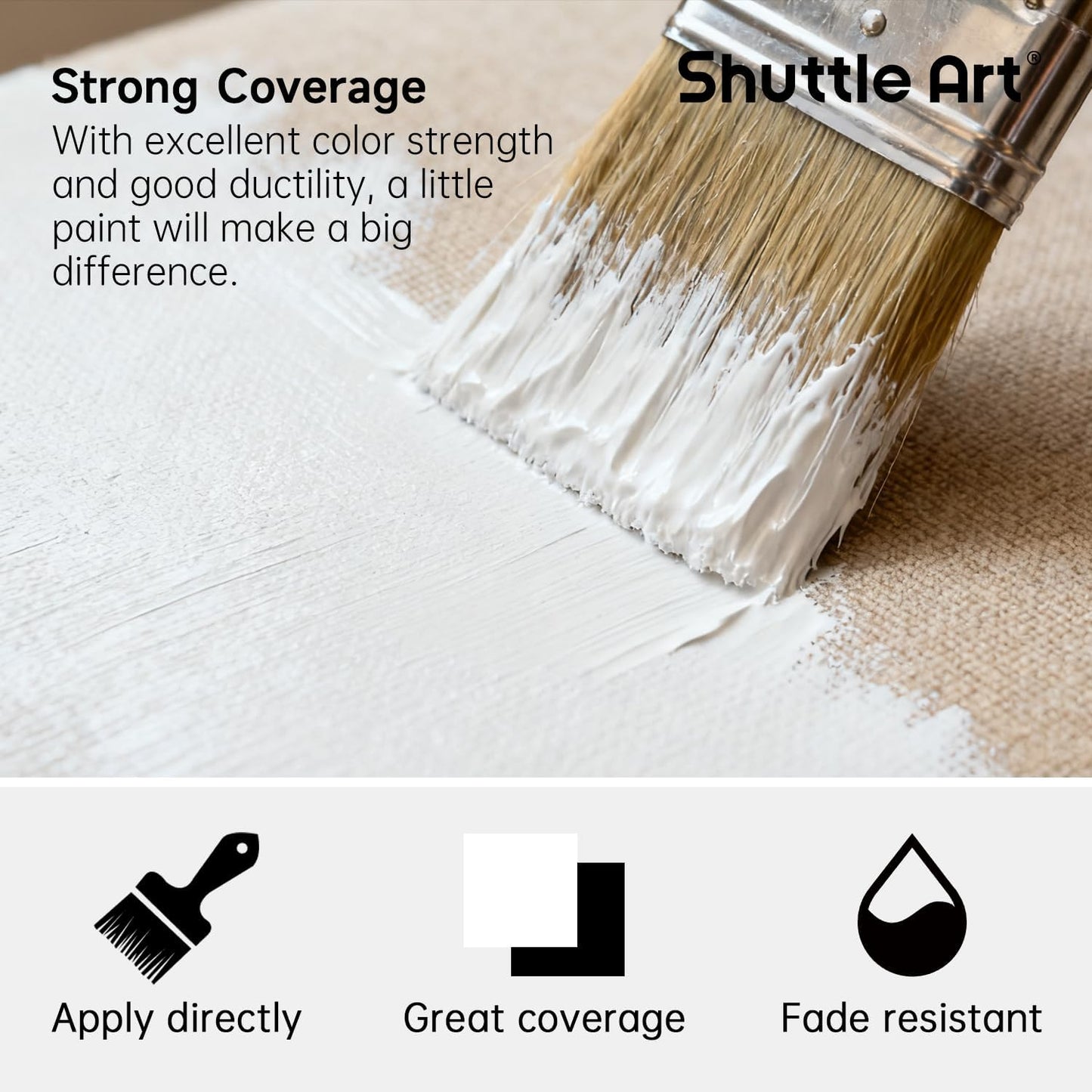 Shuttle Art White Fabric Paint, 33.8 oz(1000 ml) Large Bottle with Pump, Permanent Fabric Paint for Furniture, Sofa, Cushions, Clothes, Soft Non-Toxic Textile Paint for Color Changing, Renewal & Art Creations