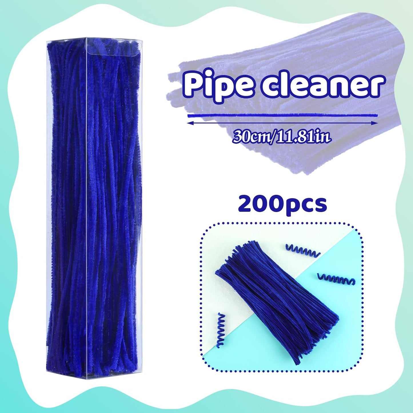 200PCS Pipe Cleaners, Royal Blue Pipe Cleaners Chenille Stem, Fuzzy Sticks Pipe Cleaners Craft Supplies for DIY Arts Crafts Project