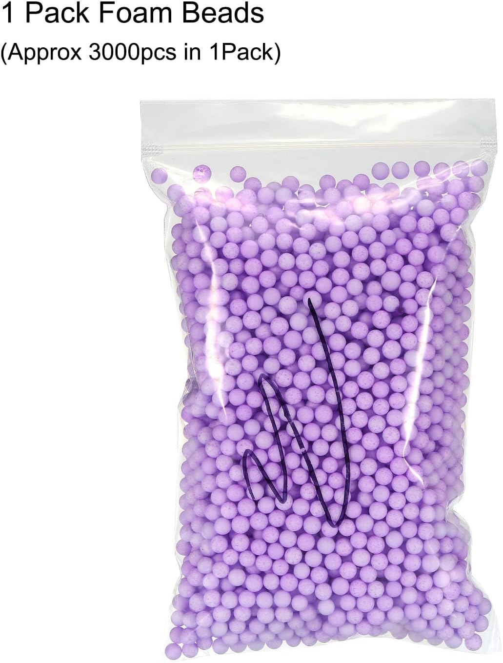 MECCANIXITY Foam Beads Foam Balls 7-9mm for Wedding and Party Decorations, Tiny Packing Balls, Arts DIY Crafts Supplies (Purple,1 Pack Approx 3000pcs)