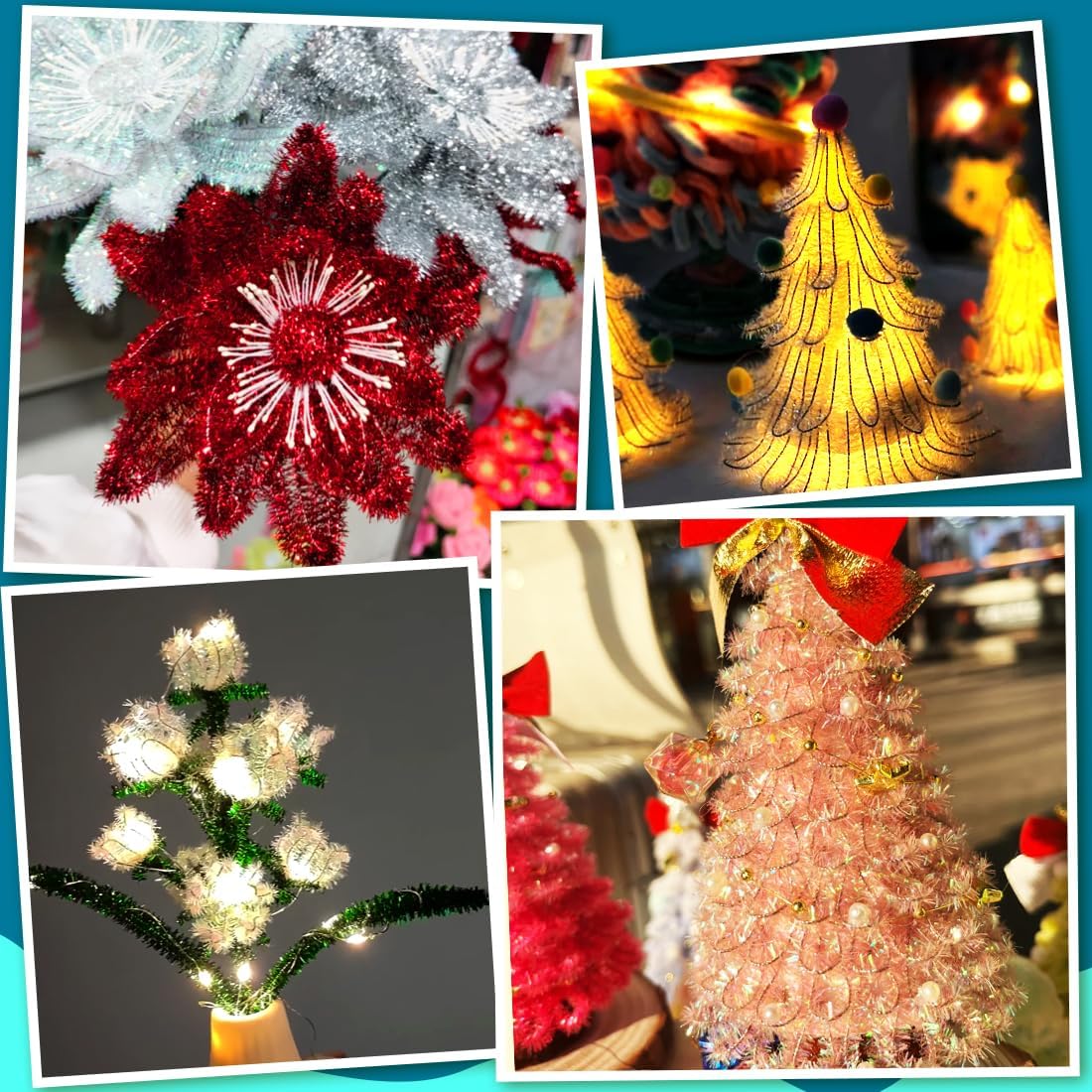 200pcs Pipe Cleaners, Pipe Cleaners for Crafts, Craft Supplies Multicolor Chenille Stems for Art&Craft Christmas DIY Projects(15colors,Glitter)