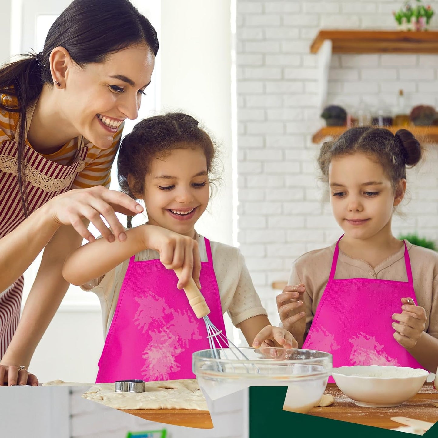 12 Pieces Rose Red Kids Painting Aprons With 2 Roomy Pockets for Art, Painting Activity, Kitchen Crafts