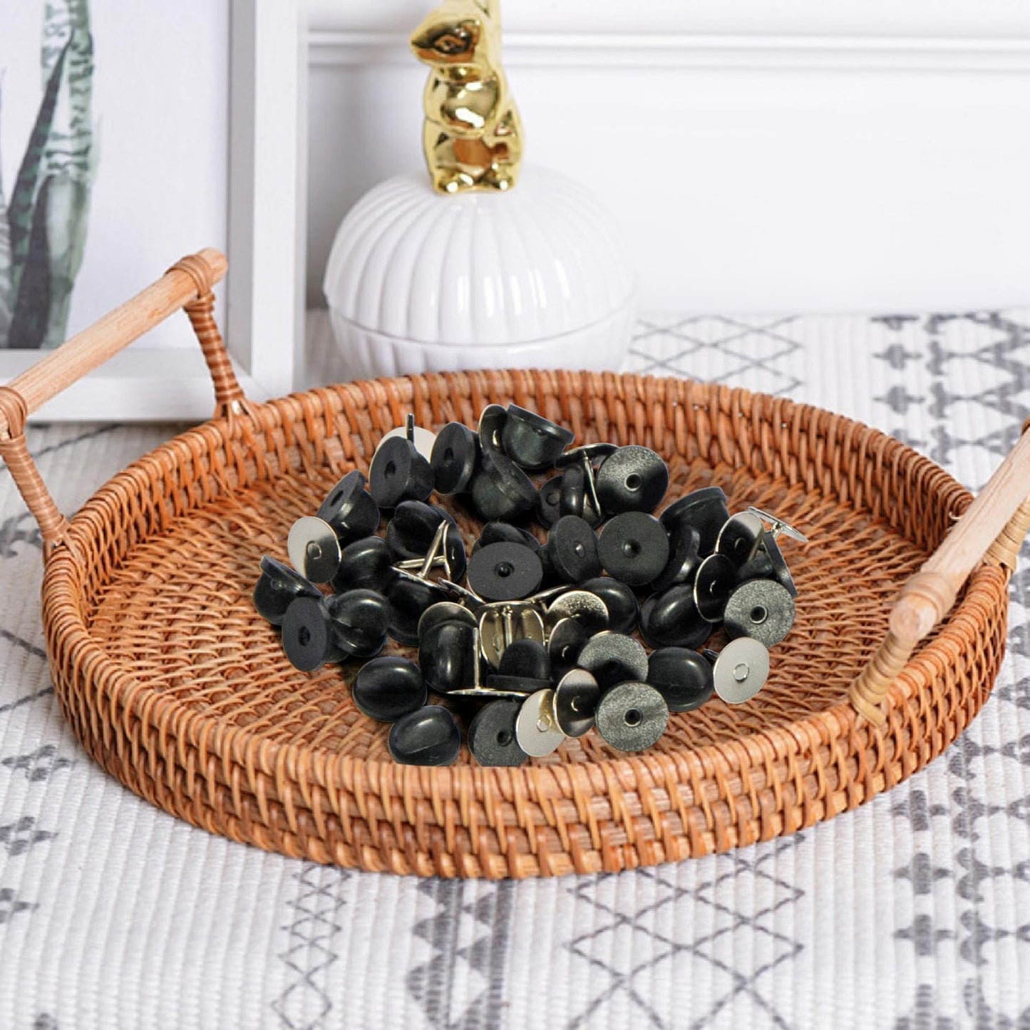 40 Pairs Rubber Pin Backs, 9mm×10mm Butterfly Clutch Backings, Craft Making Blank Pins Holder & Tie Tacks Keepers for Lapel Enamel Pins (40)