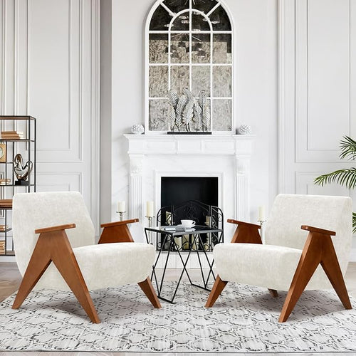 2 Pcs Home Accent Chair Mid Century Modern Accent Chair by Unknown