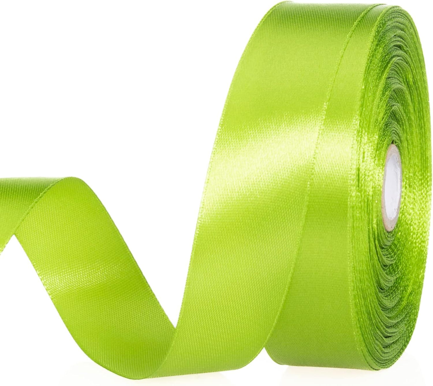 1 Inch Apple Green Solid Satin Ribbon, 50 Yards Craft Fabric Ribbon for Gift Wrapping Floral Bouquets Wedding Party Decoration