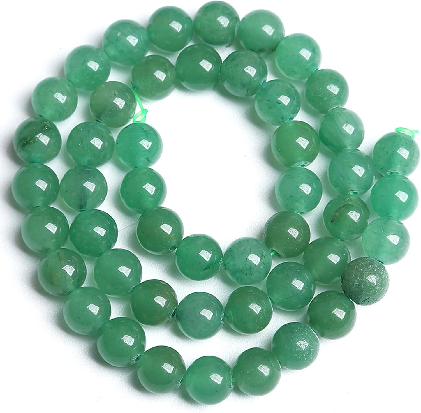 90PCS 8MM Natural Green Aventurine Beads Natural Gemstone Crystal Energy Stone Beads for Jewelry Making DIY Bracelet Necklace 2 Strand 32"