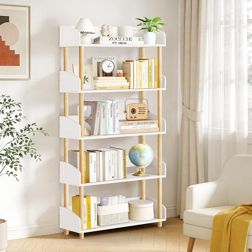 5-Tier Wooden Bookshelf, Modern Open Bookcase by OUTONLIFE