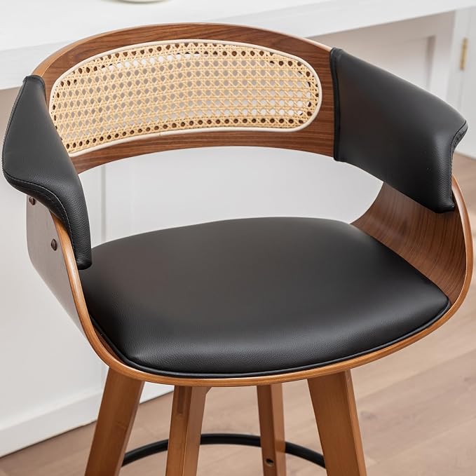 Set of 3 Rattan Swivel Bar Stools - Image 7