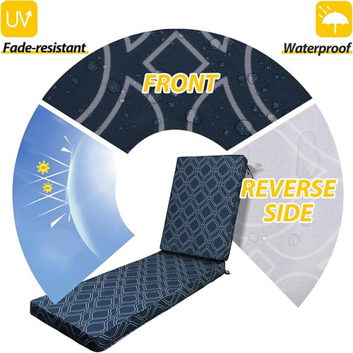 AAAAAcessories Outdoor Chaise Lounge Cushions, Fade-Resistant, Waterproof Patio - Image 2