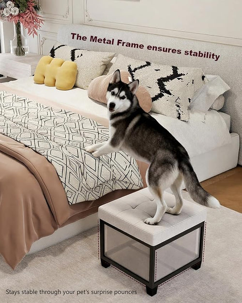 ABHENG Chenille Cover Steel Frame Ottoman - Image 2