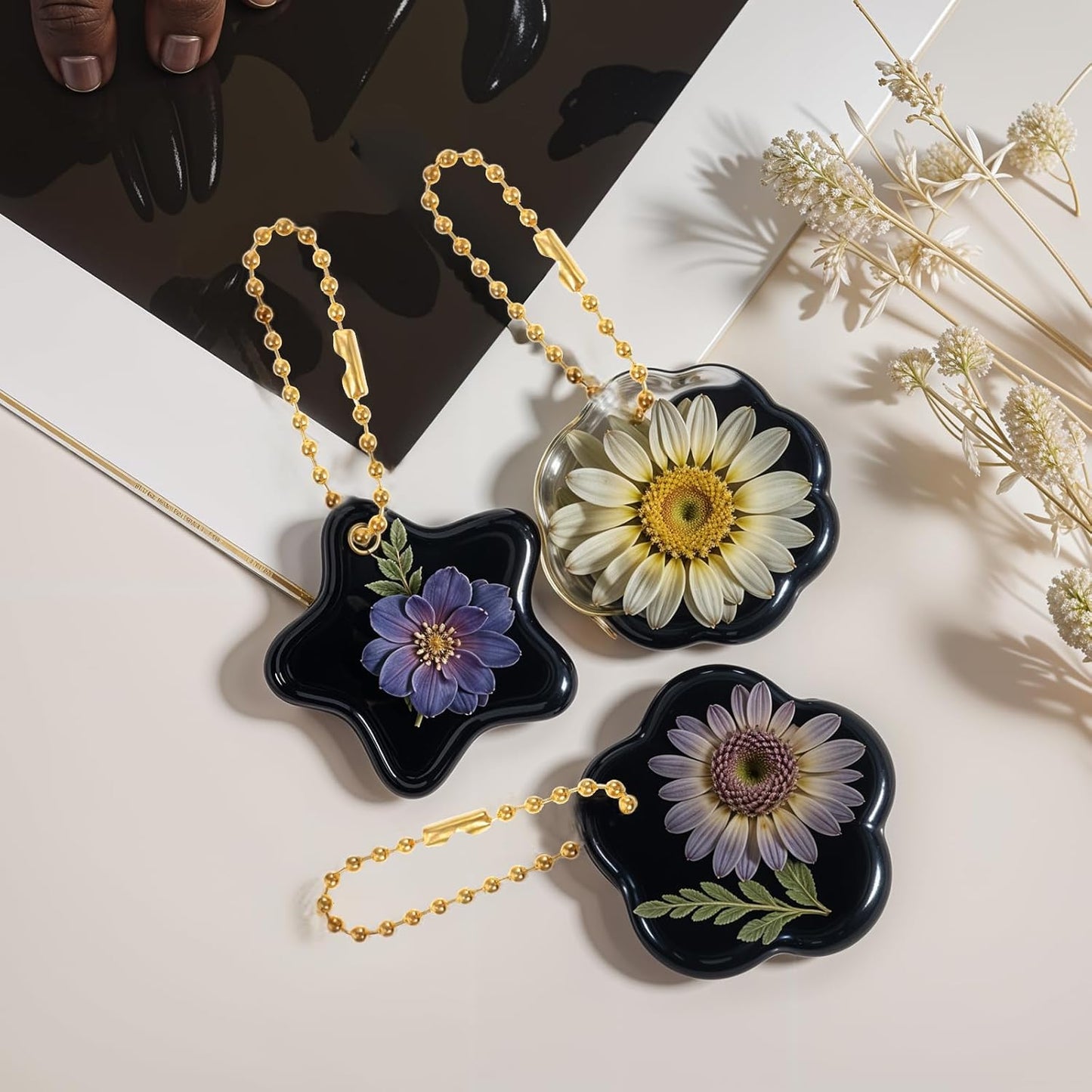 16Pcs Keychain Resin Molds Silicone with Hole, Jewelry UV Resin Keychain Molds, Epoxy Resins Mold for Keychains Pendant Jewelry Making