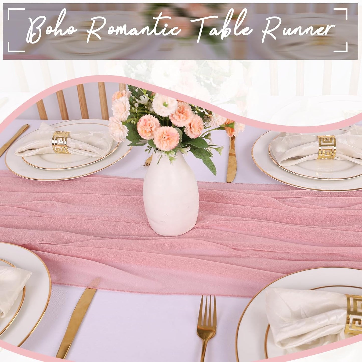1 Pack Dusty Rose Chiffon Table Runner 12 x 120 Inches Sheer Table Runner Romantic Table Cloth for Wedding Decor 10ft Tulle Table Runner Table Decorations for Birthday Party