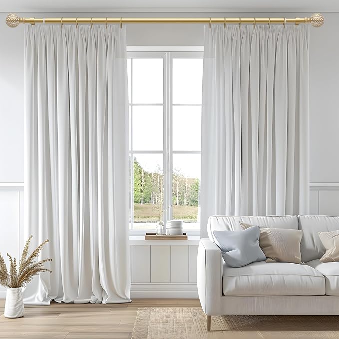 QDWIS Gold Curtain Rods for Windows 48 to 84 inch, Rustic Decorative Drapery - Image 2