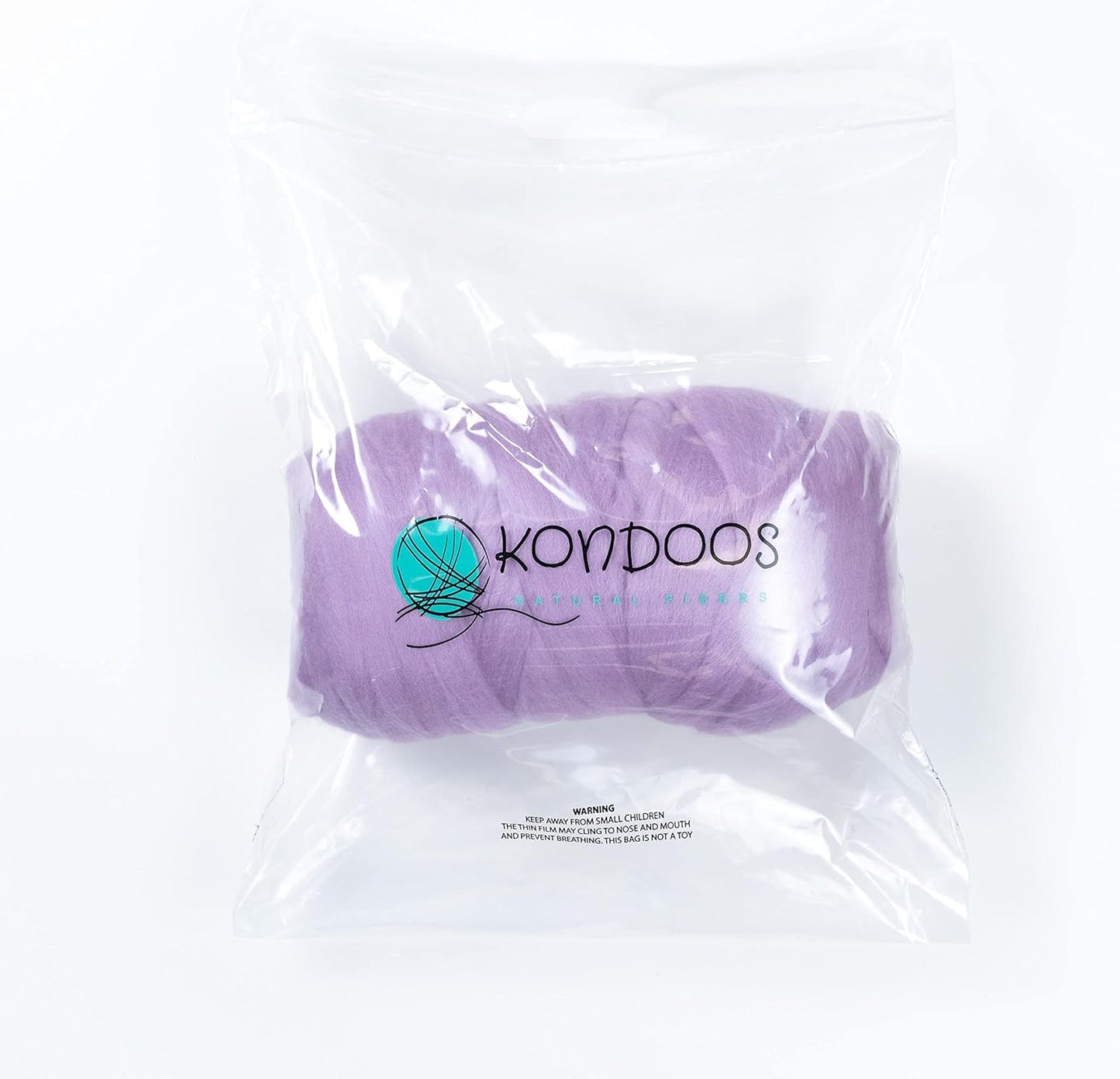 Kondoos Colored Natural Wool roving, 1 lb. Best Wool for Needle Felting, Wet Felting, handcrafts and Spinning. (Lavender, 1 lb)