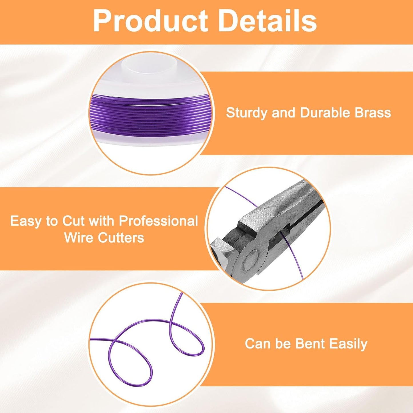 HARFINGTON 10ft Jewelry Wire, 22 Gauge (0.7mm) Brass Craft Soft Metal Tarnish Resistant Copper Beading Wire for Jewelry Making Supplies Crafting, Purple