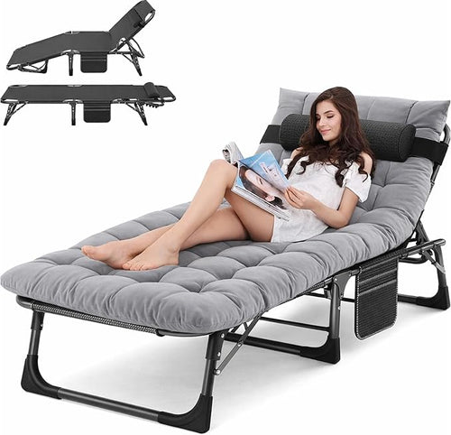 ABORON Chaise Lounge Chair, 5 Positions Padded Outdoor Tanning Chair, Heavy by ABORON