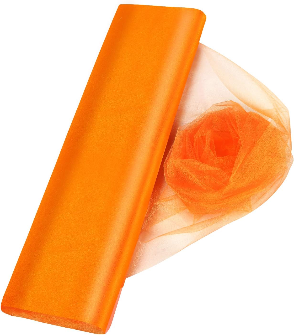 Crystal Organza Tulle Sheer Fabric Backdrop Curtains for Wedding Baby Shower Birthday Party Event Decor, 19” by 30 Yard (Orange)