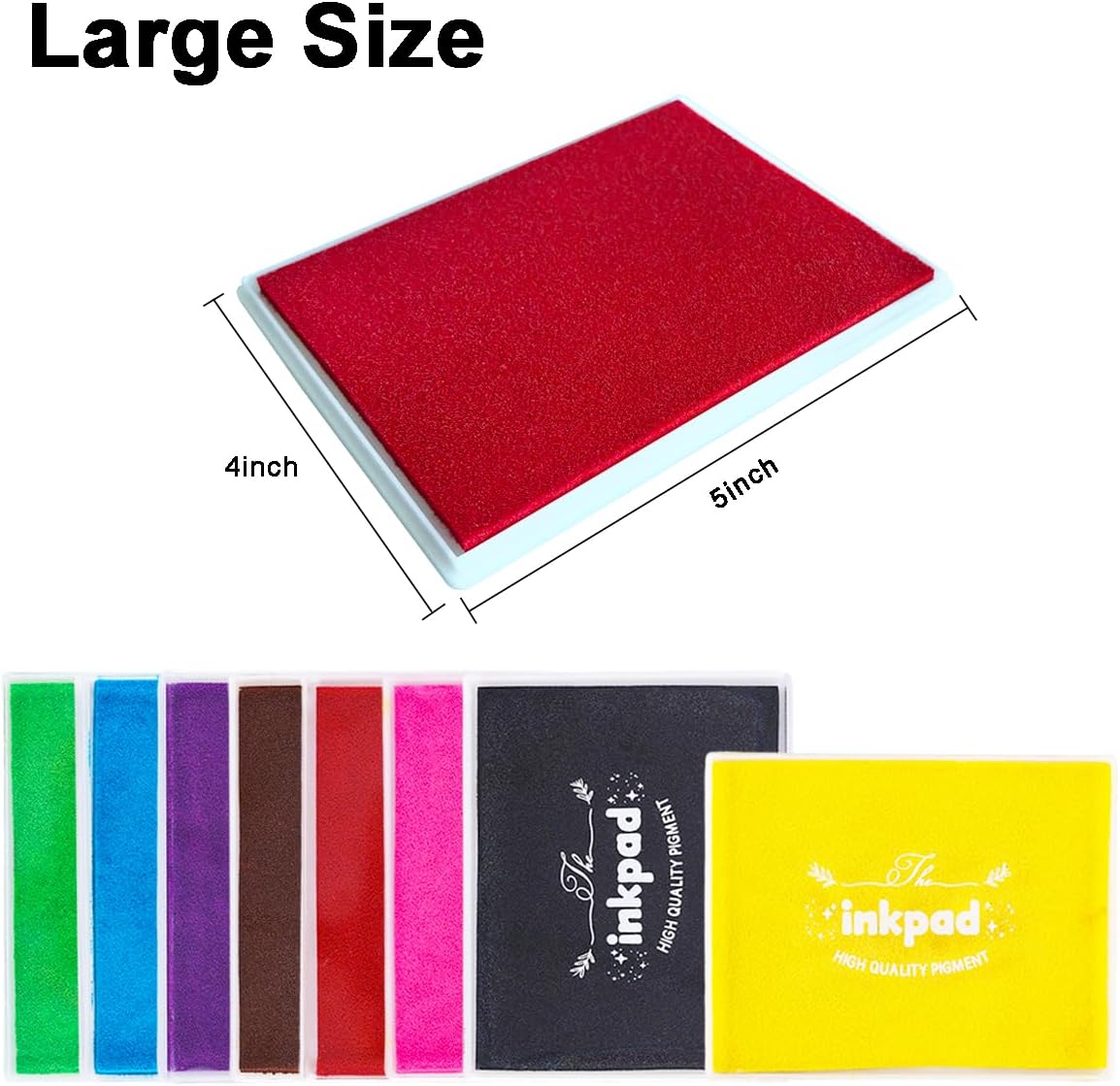 GTLZLZ Large Ink Pad for Rubber Stamps, 5" x 4" Washable Craft Stamp Pad for Kids, Fingerprint Ink Pad for Paper, Scrapbooking, Wood Fabric (Yellow)