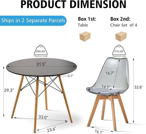 5-Piece Round Dining Table Set, Small Kitchen Table Chairs Set of 4 Space - Image 2