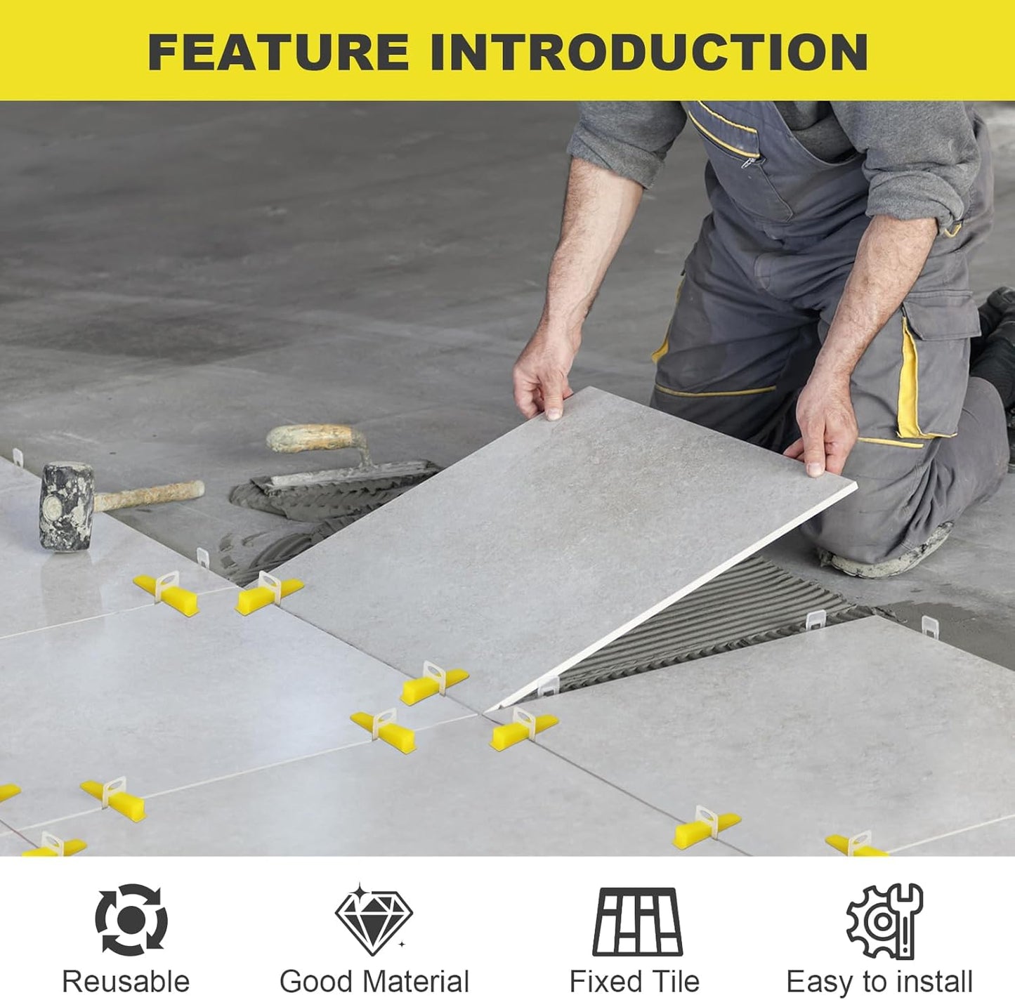 DGSL Tile Leveling System Tile Wedges, 600PCS Reusable Tile Leveling Wedges for 1/8", 1/16", 1/32" Tile Spacers, Tile Leveling Clips and Tile Leveler Installation