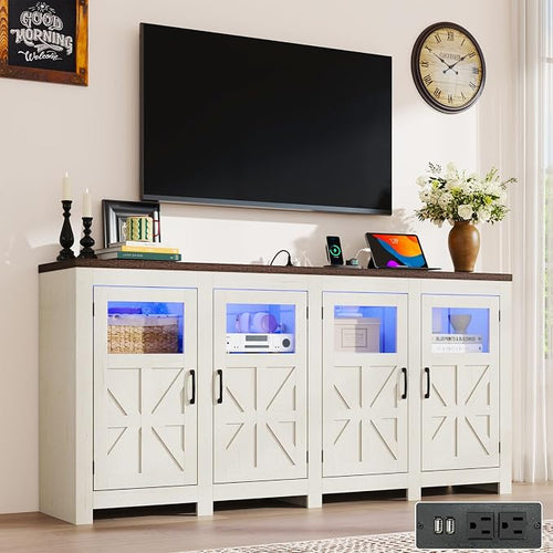 74" Large LED Farmhouse TV Stand by chartustriable