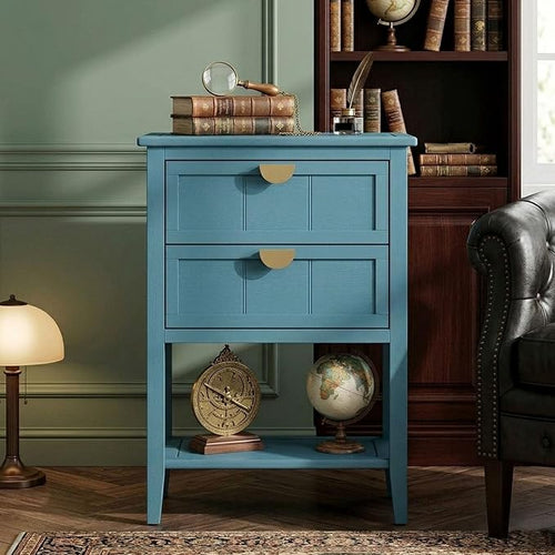 22" Blue Accent Side Cabinet, Modern Wood Sideboard by YHFEXYT